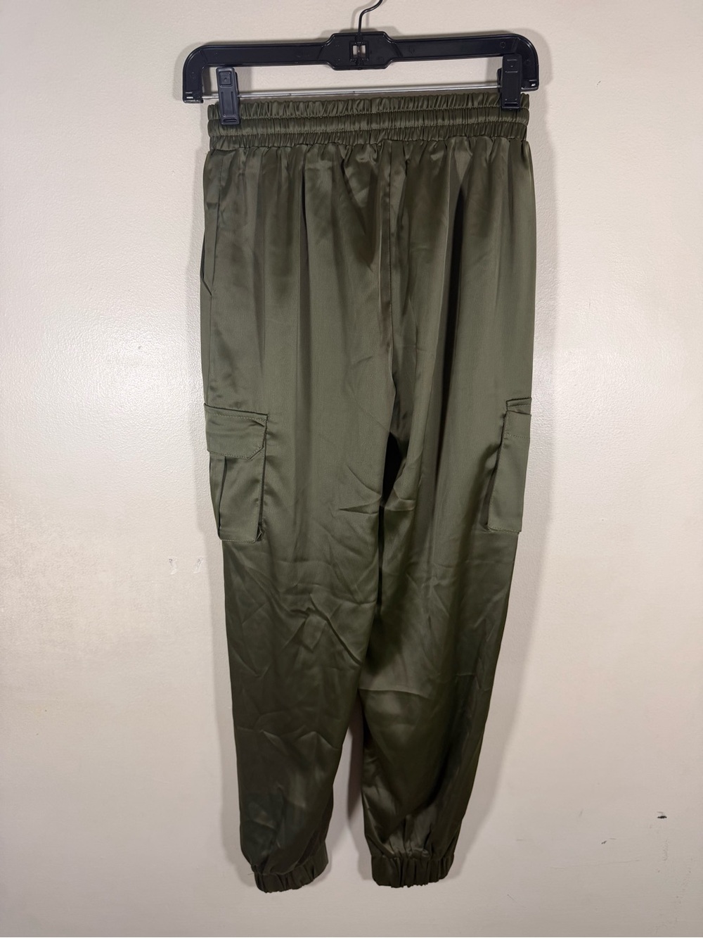 glam Olive Green Cargo Joggers with Elastic Waist